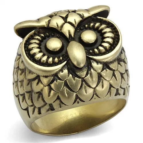 TK2468 - IP Antique Copper Stainless Steel Ring with Epoxy in Jet - Grocery