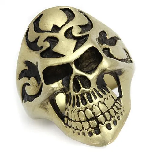 TK2448 - IP Antique Copper Stainless Steel Ring with Epoxy in Jet - Grocery