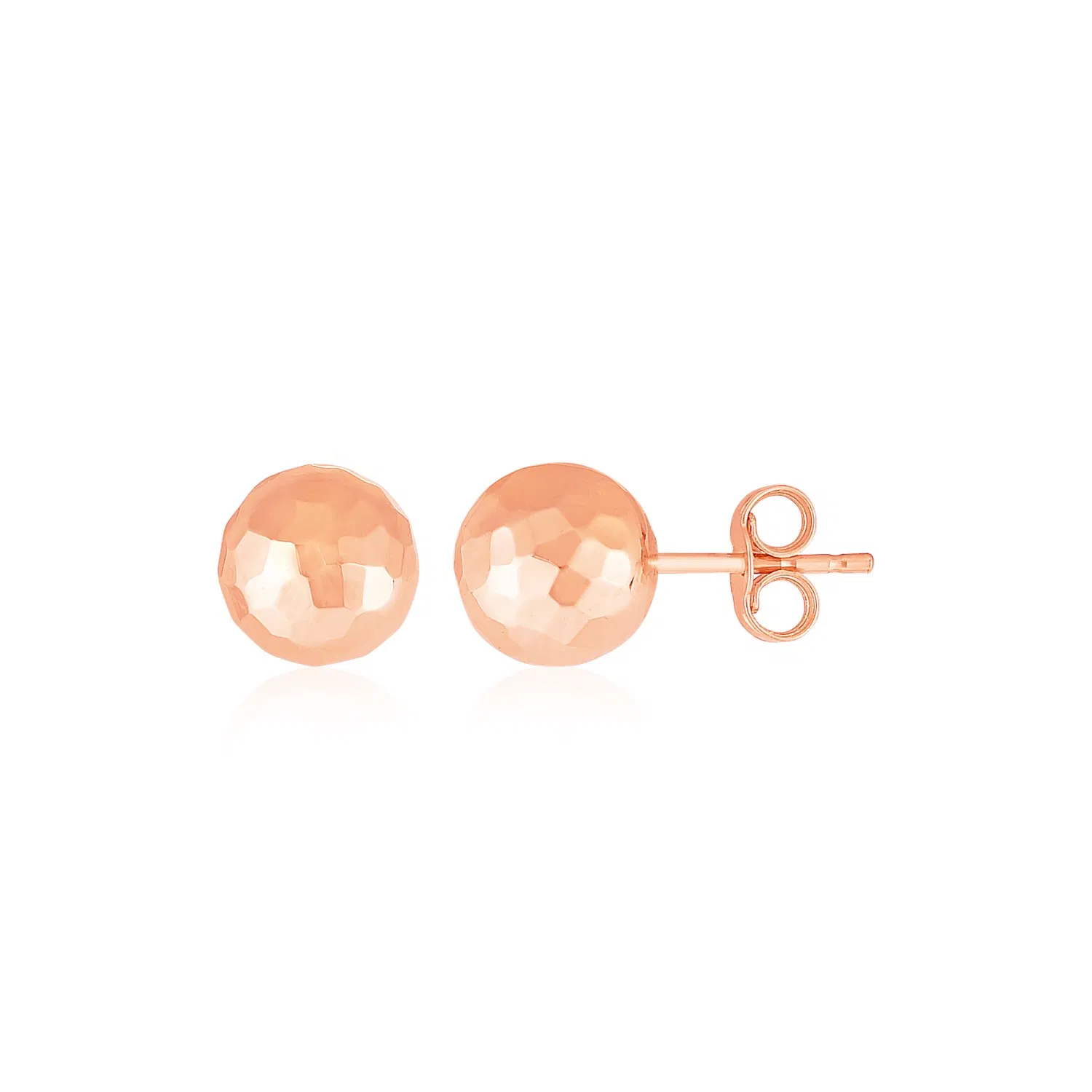 14k Rose Gold Ball Earrings with Faceted Texture(5mm) - Grocery