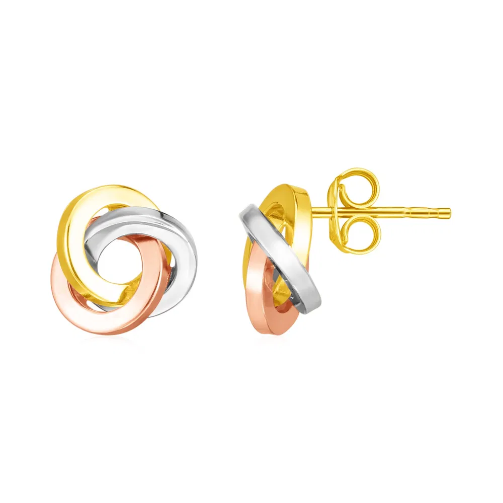 14k Tri Color Gold Love Knot Earrings(10mm) - Grocery