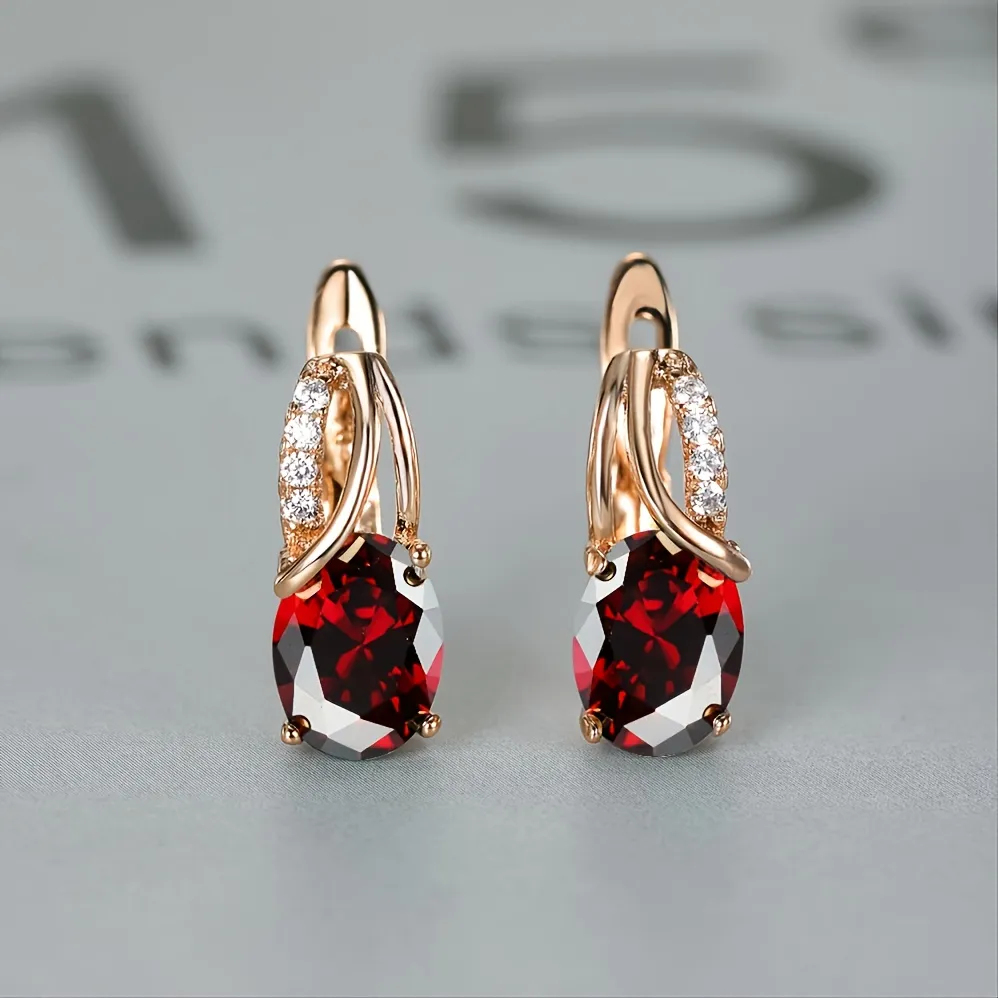 Simple Fashion Oval Cut Marble Marble Zircon Earrings Vintage Zircon Earrings Bridesmaid Wedding Jewelry Gift - Grocery
