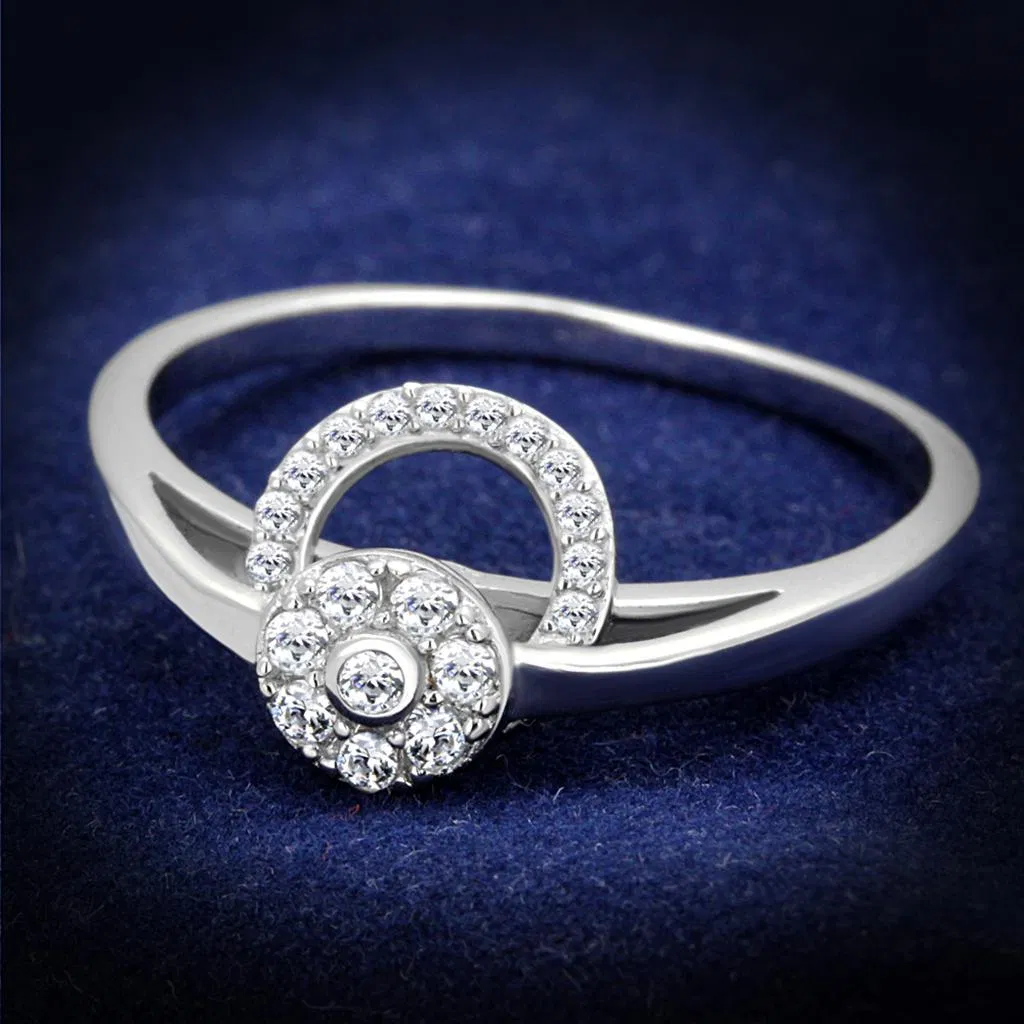 TS310 - Rhodium 925 Sterling Silver Ring with AAA Grade CZ in Clear - Grocery