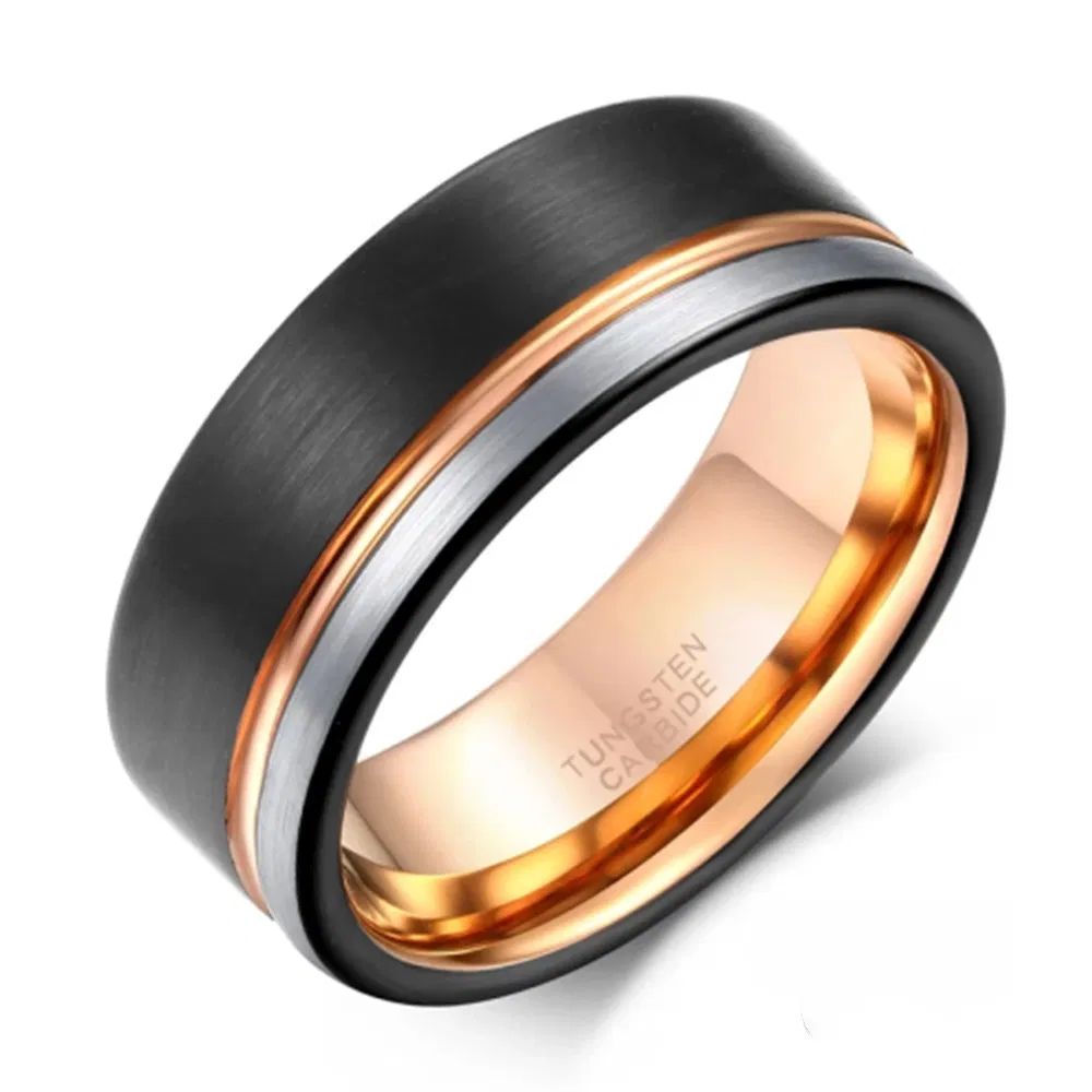 Tungsten Ring Fashion Colorblock Rose Gold Plated - Grocery