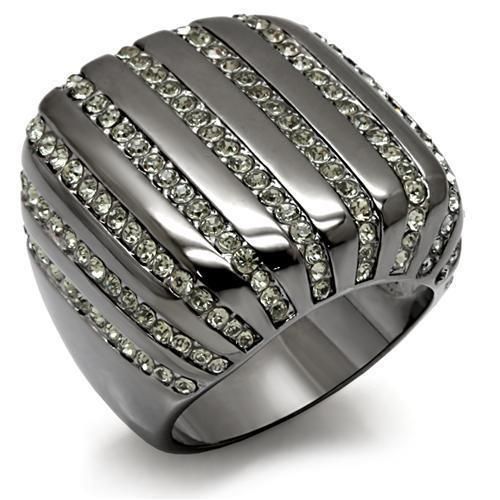 LO1618 - TIN Cobalt Black Brass Ring with Top Grade Crystal in Black Diamond - Grocery