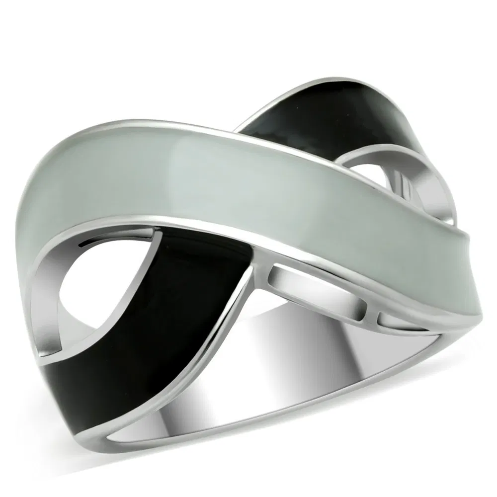 TK265 - Rhodium Stainless Steel Ring with Epoxy in No Stone - Grocery