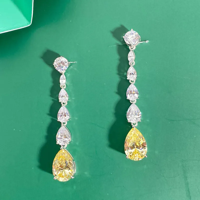 Gorgeous Zircon Long Dangle Earrings For Women Wedding Party Luxury Accessories Temperament Female Ear Jewelry - Grocery