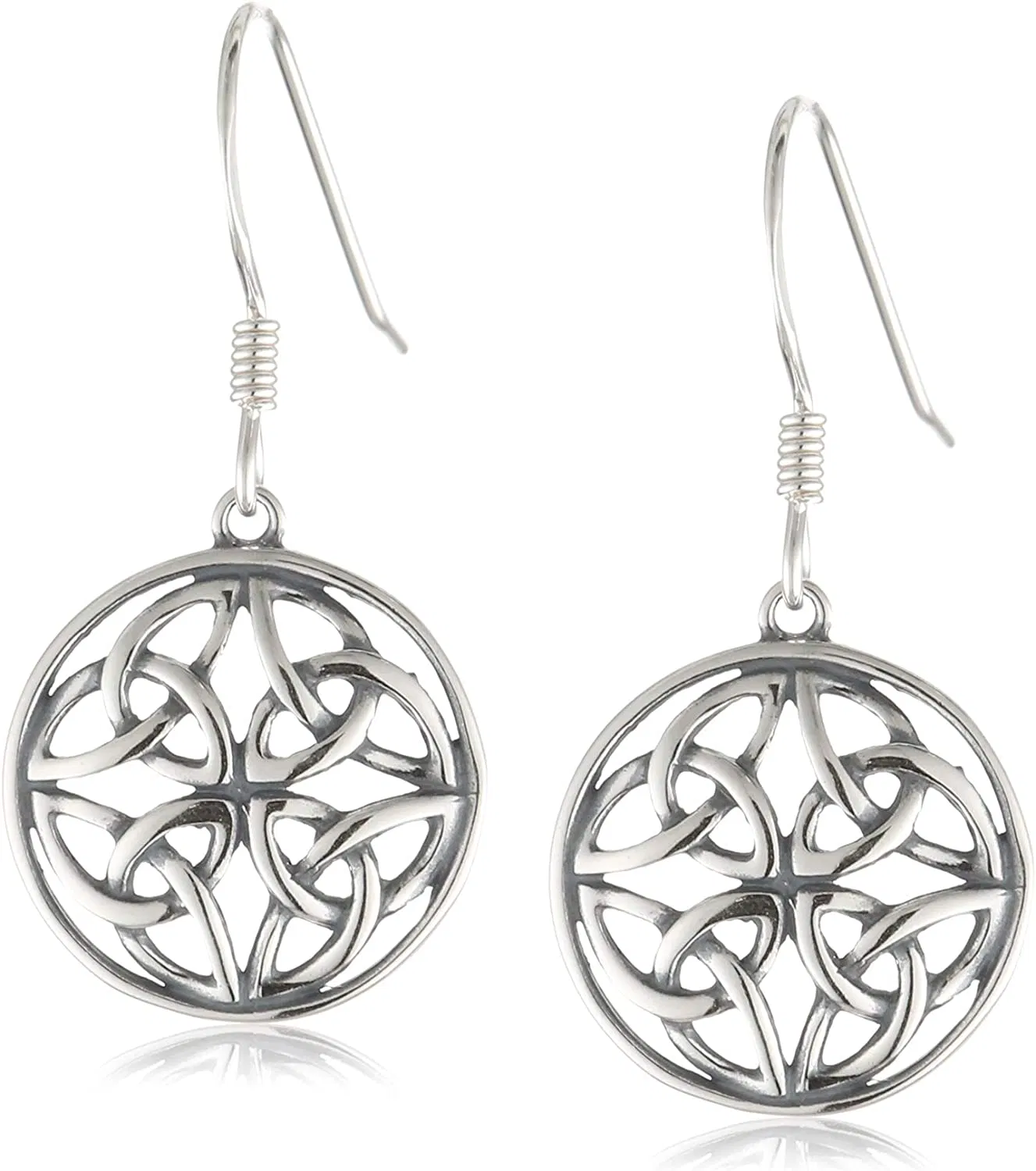 Amazon Collection Sterling Silver Celtic Knot Round Drop Wire Earrings - Grocery