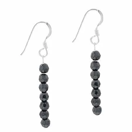 Sterling Silver Hematite 6 Bead Dangle Earrings - Grocery