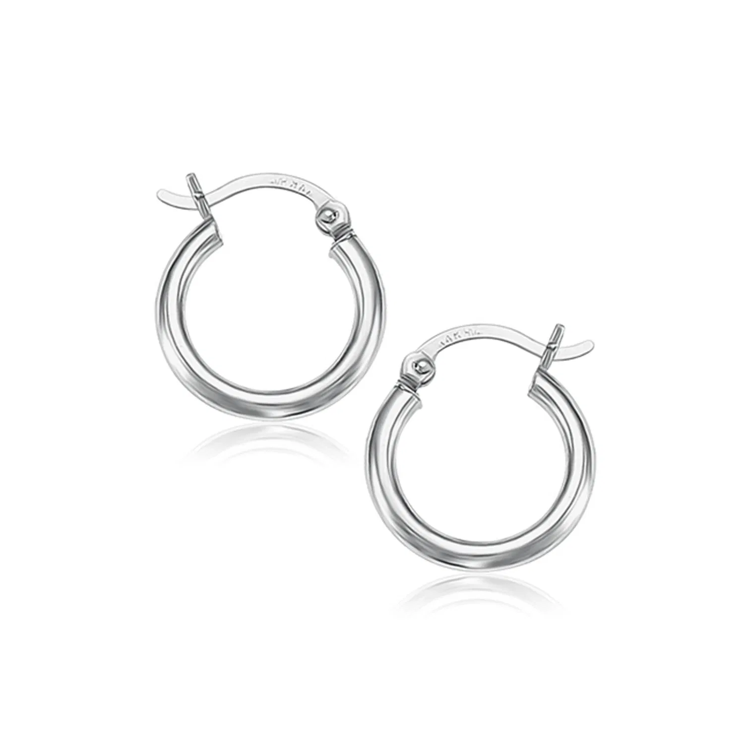10k White Gold Polished Hoop Earrings (2x15 mm) - Grocery