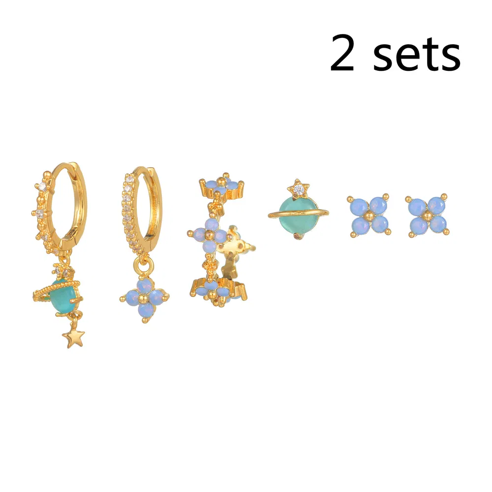 Korean Style Elegant Six Pieces Ornament Cute Sweet Girly Temperamental Gentle Exquisite Earrings - Grocery