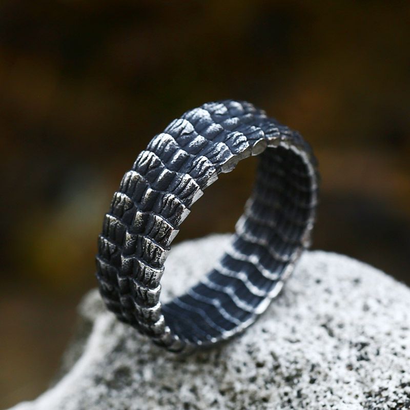 Stainless Steel Men's Ring Vintage Titanium - Grocery