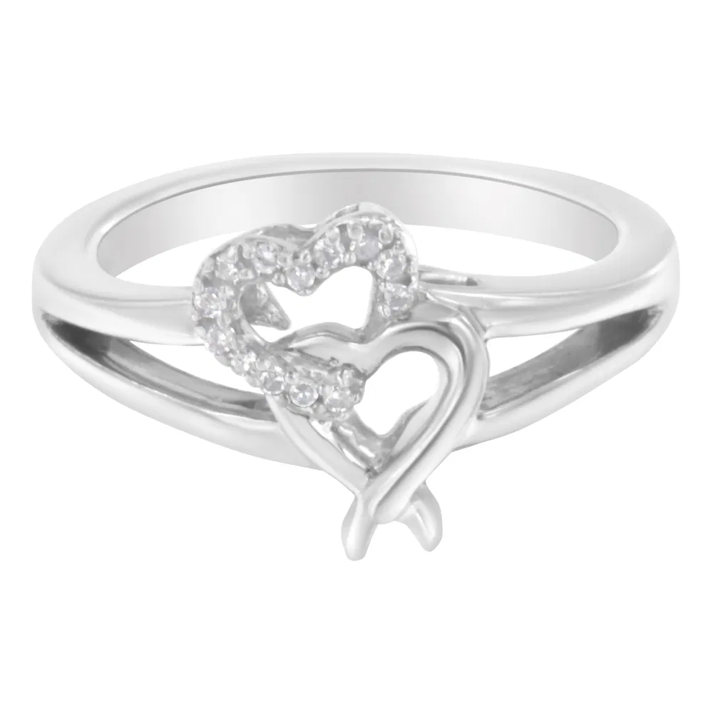 .925 Sterling Silver Diamond Heart Accent Ring (1/20 Cttw, H-I Color, I1-I2 Clarity).50 - Grocery