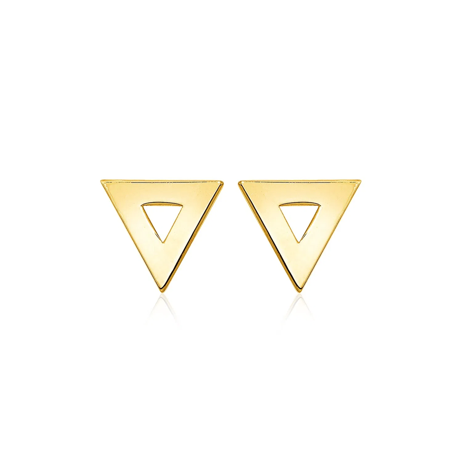 14k Yellow Gold Polished Open Triangle Post Earrings - Grocery