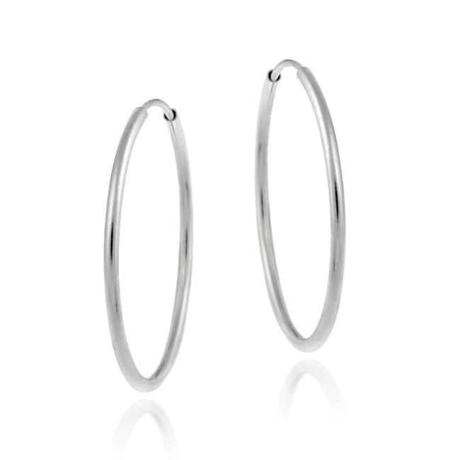 10K White Gold 20mm Endless Hoop Earrings - Grocery