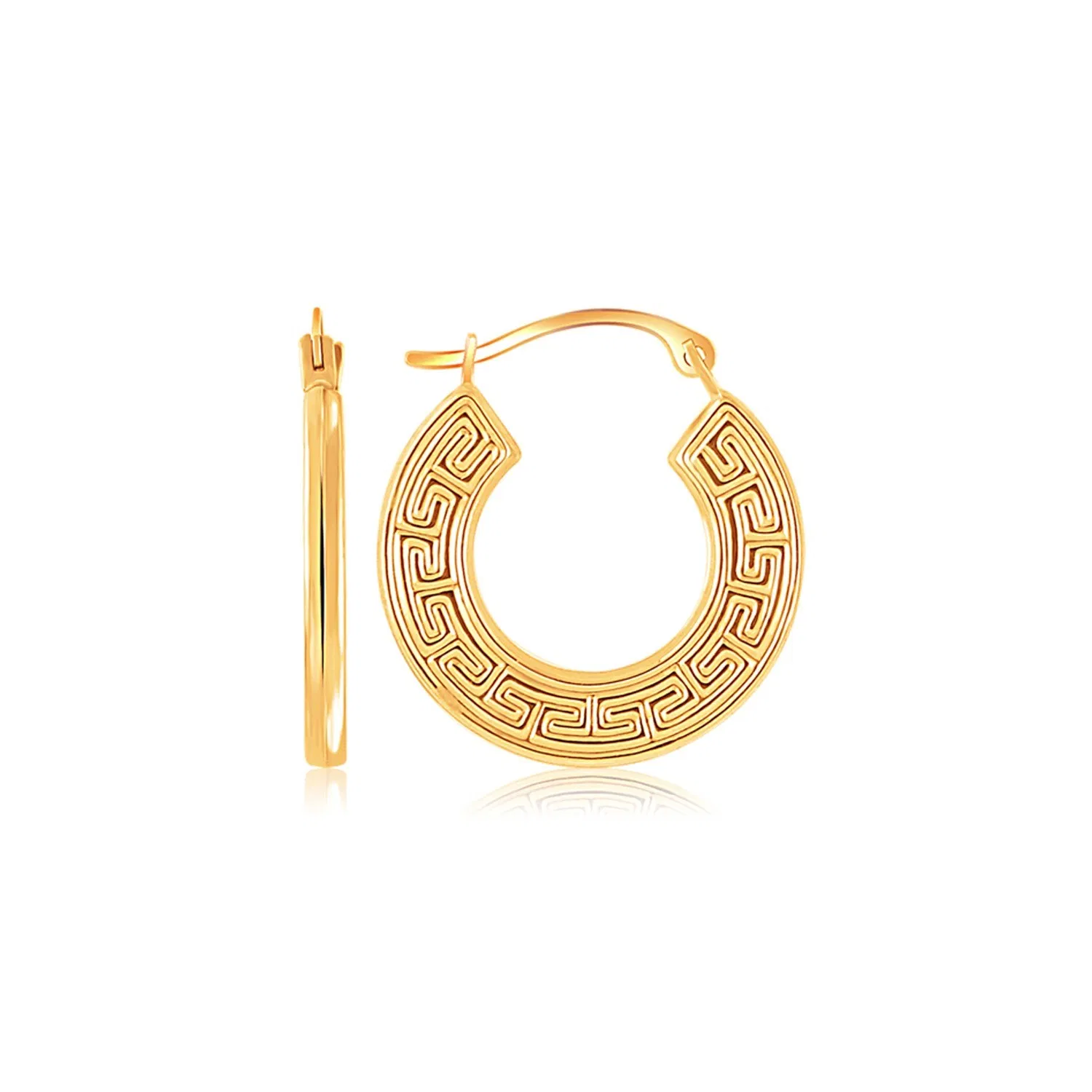 10k Yellow Gold Greek Key Small Hoop Earrings - Grocery