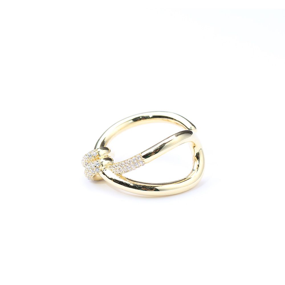 Gold Plated Knotted Diamond Adjustable Ring - Grocery
