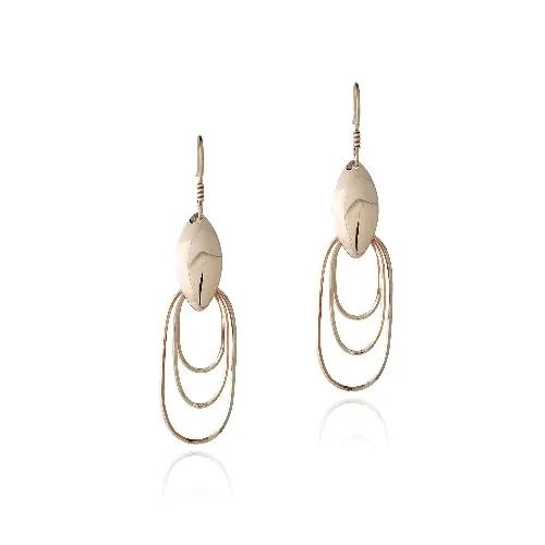 18K Rose Gold over Sterling Silver Three Oval Dangle Earrings - Grocery