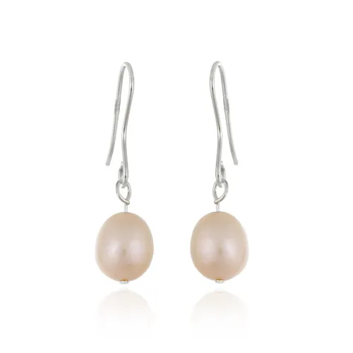 Sterling Silver Baroque Freshwater Cultured Peach Pearl Earrings - Grocery