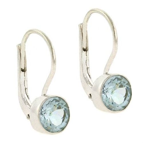 Sterling Silver Blue Topaz Round Drop Earrings - Grocery