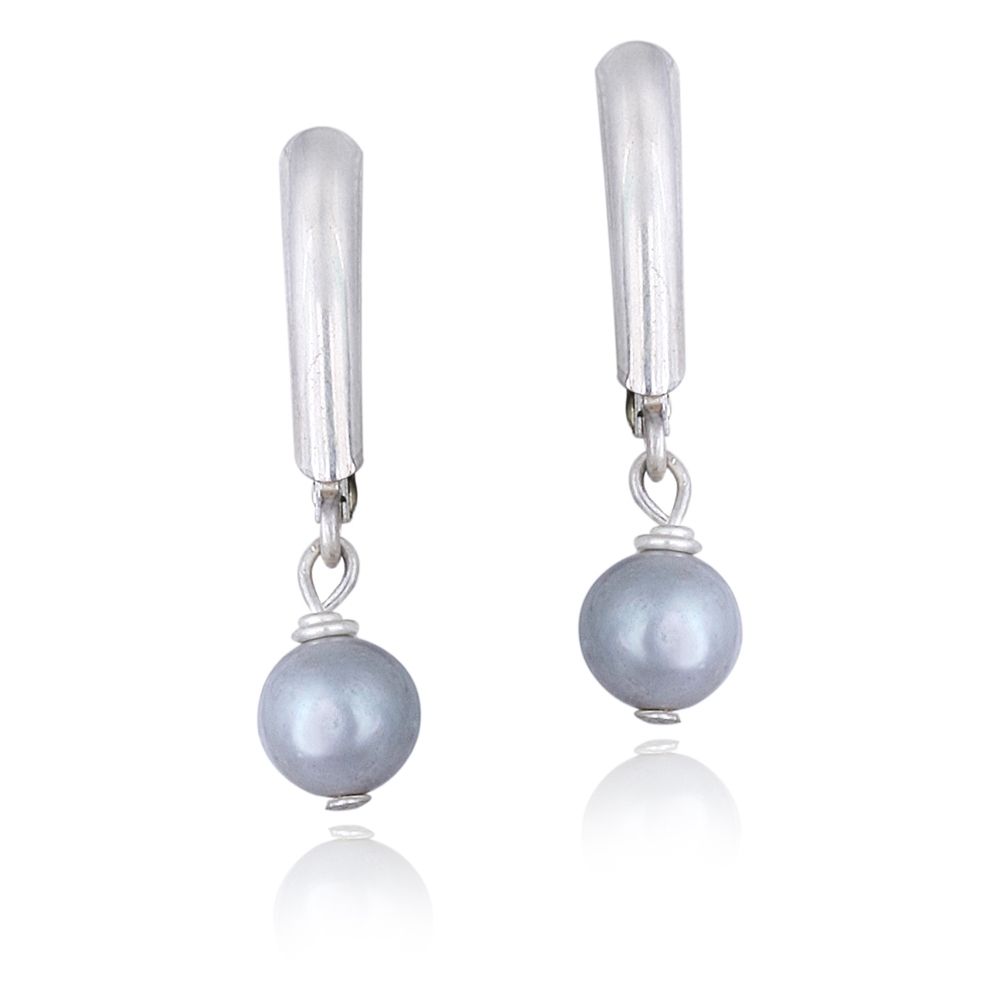Sterling Silver Freshwater Cultured Gray Pearl LeverBack Earrings - Grocery