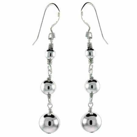 Sterling Silver Dangling Three Bead Earrings - Grocery