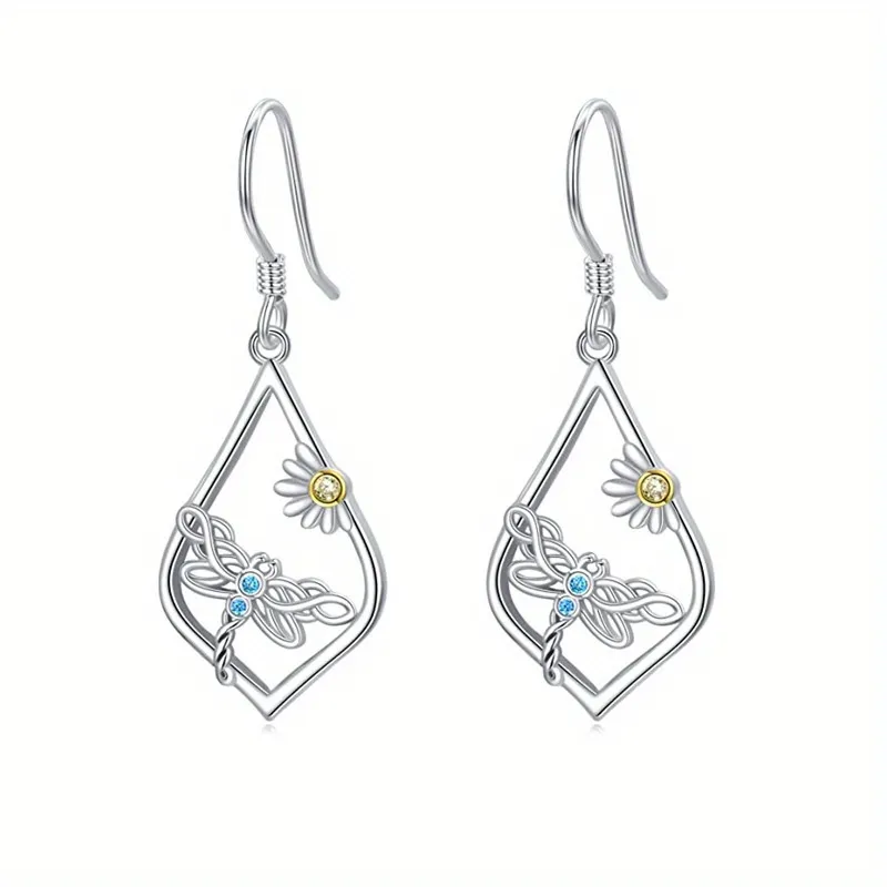 Simple Dragonfly Sunflower Dangle Earrings Cute Hollow Out Drop Earrings Cute Animal Birthday Jewelry Gifts - Grocery