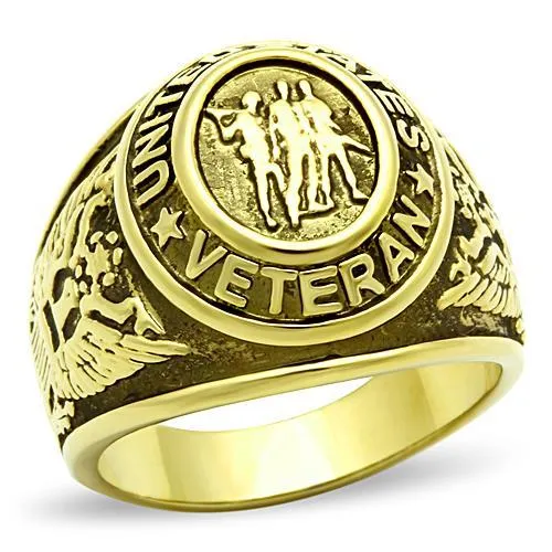 TK414704G - IP Gold(Ion Plating) Stainless Steel Ring with Epoxy in Jet - Grocery