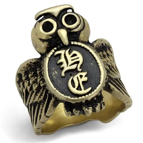 TK2465 - IP Antique Copper Stainless Steel Ring with Epoxy in Jet - Grocery