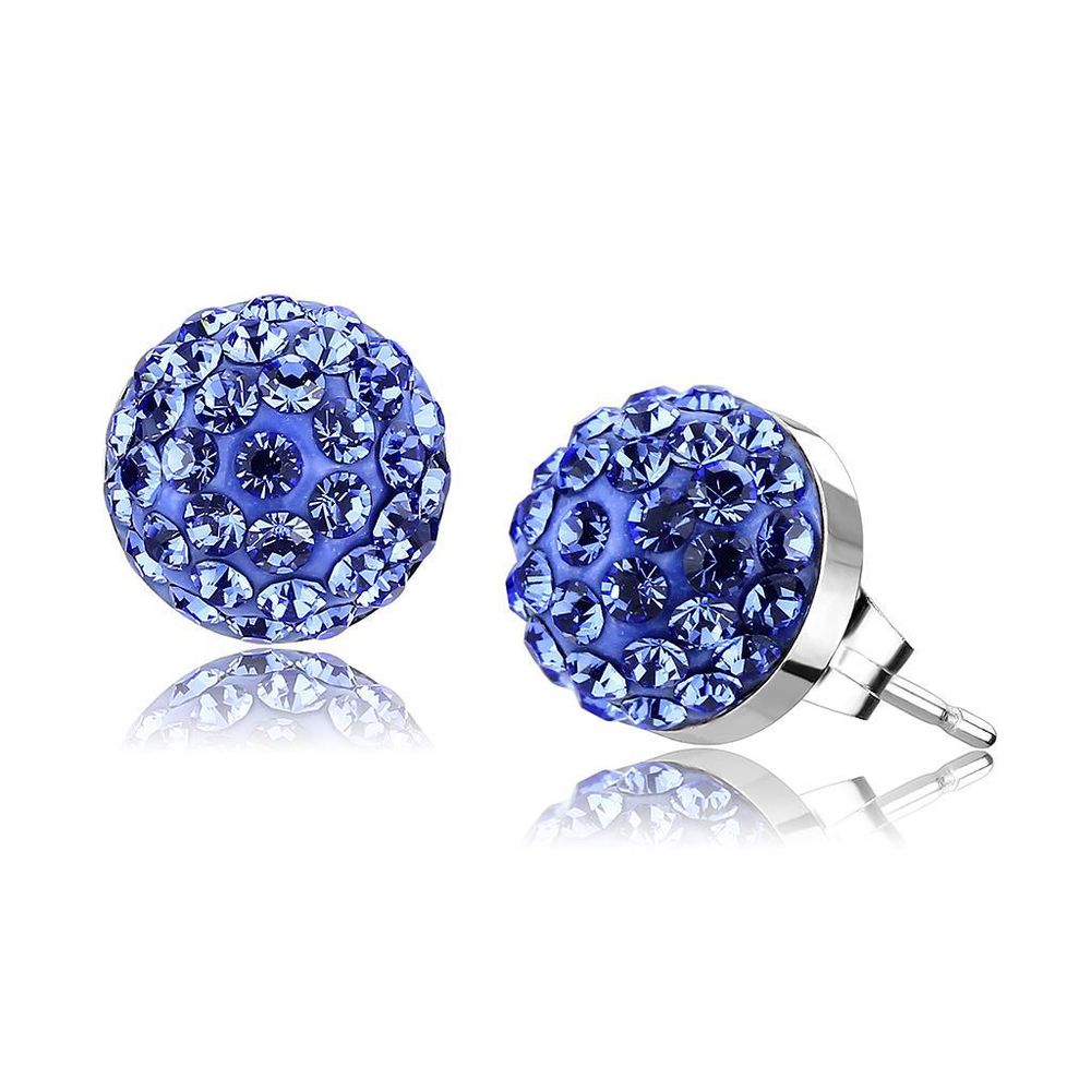 TK3550 - High polished (no plating) Stainless Steel Earrings with Top Grade Crystal in Sapphire - Grocery