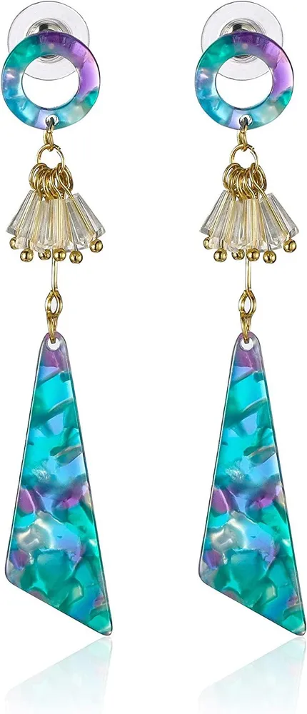 Geometry Acrylic Bohemian Drop Earrings for Women Cute Statement Resin Boho Dangle Earring Summer Bohemian Statement Jewelry - Grocery