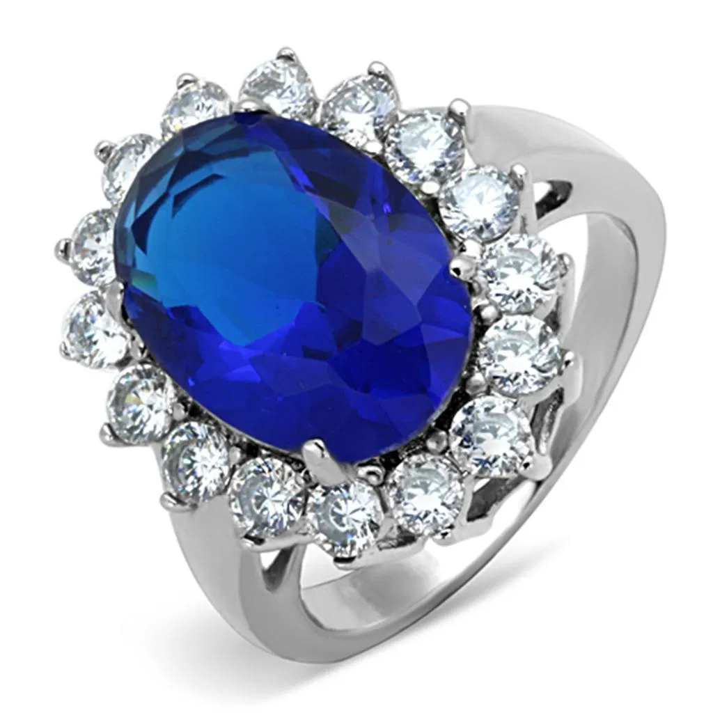 TK0W389 - High polished (no plating) Stainless Steel Ring with Synthetic Synthetic Glass in Montana - Grocery