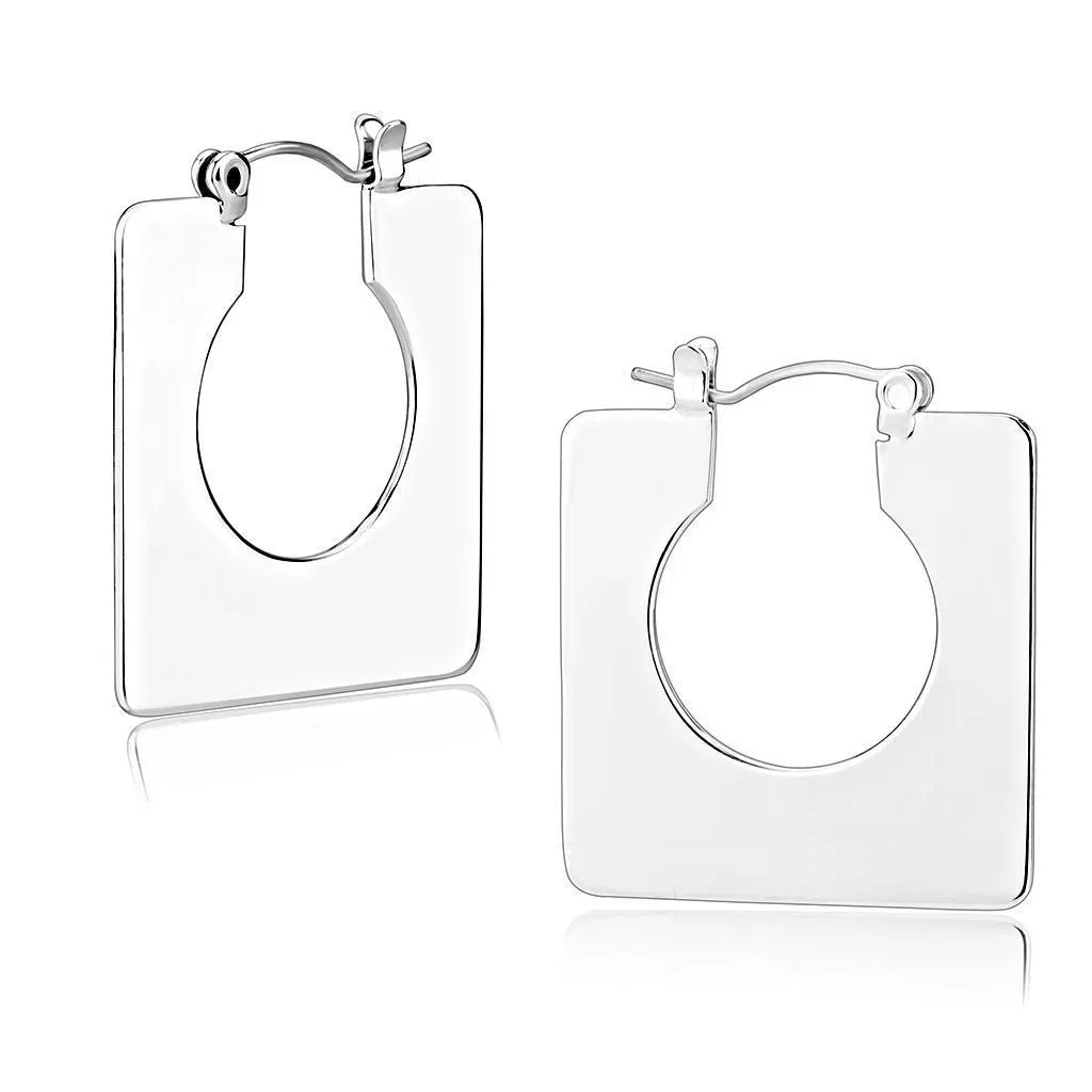 3W1500 - Rhodium Brass Earrings with No Stone - Grocery
