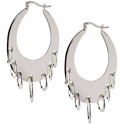 Sterling Silver Dangling Hoops Oval Earrings - Grocery
