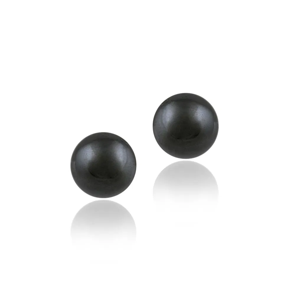 Sterling Silver Hemetite Bead Stud Earrings, 6mm - Grocery