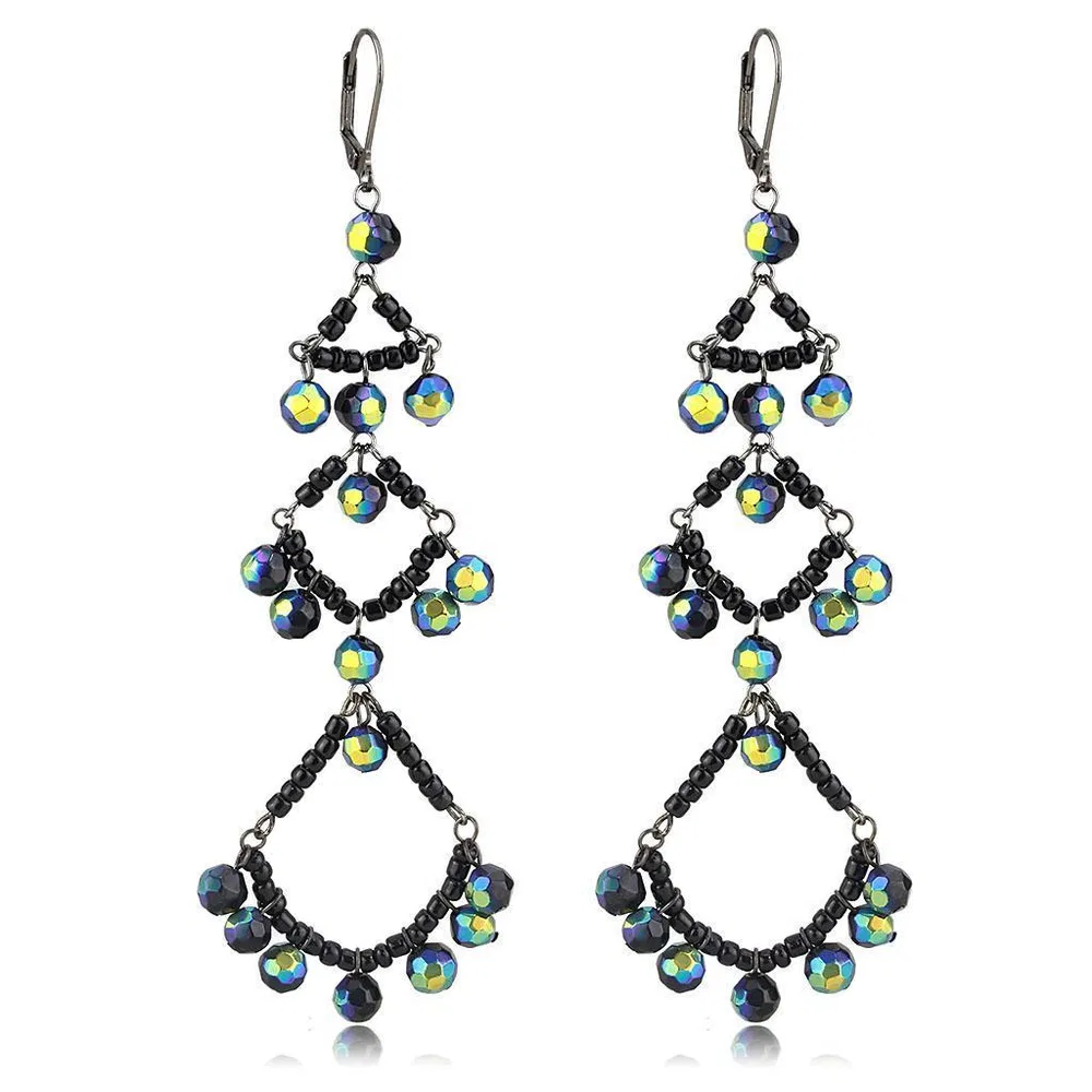 LO628 - Antique Silver Brass Earrings with Top Grade Crystal in Multi Color - Grocery