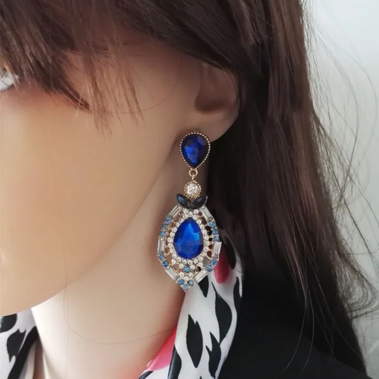 Water Drop Gem Earrings Ornament Bow Temperament Earrings - Grocery