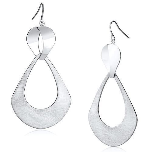 LO2752 Matte Rhodium & Rhodium Iron Earrings with No Stone in No Stone - Grocery