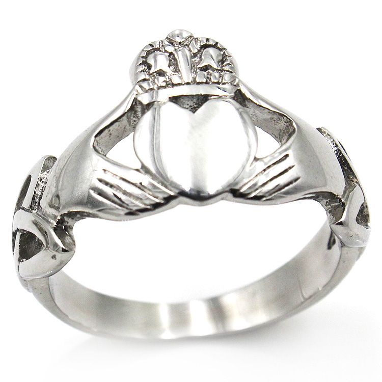 Vintage Men's Titanium Steel Ring Holding Crown Heart - Grocery