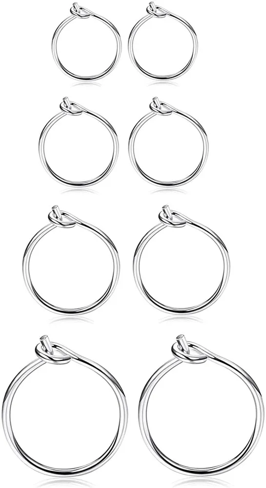 4Pairs 925 Sterling Small Hoop Earrings for Women Sleeper Tiny Hoop Earrings Cartilage Piercing Set with Gift Box 10MM 12MM 15MM 20MM - Grocery