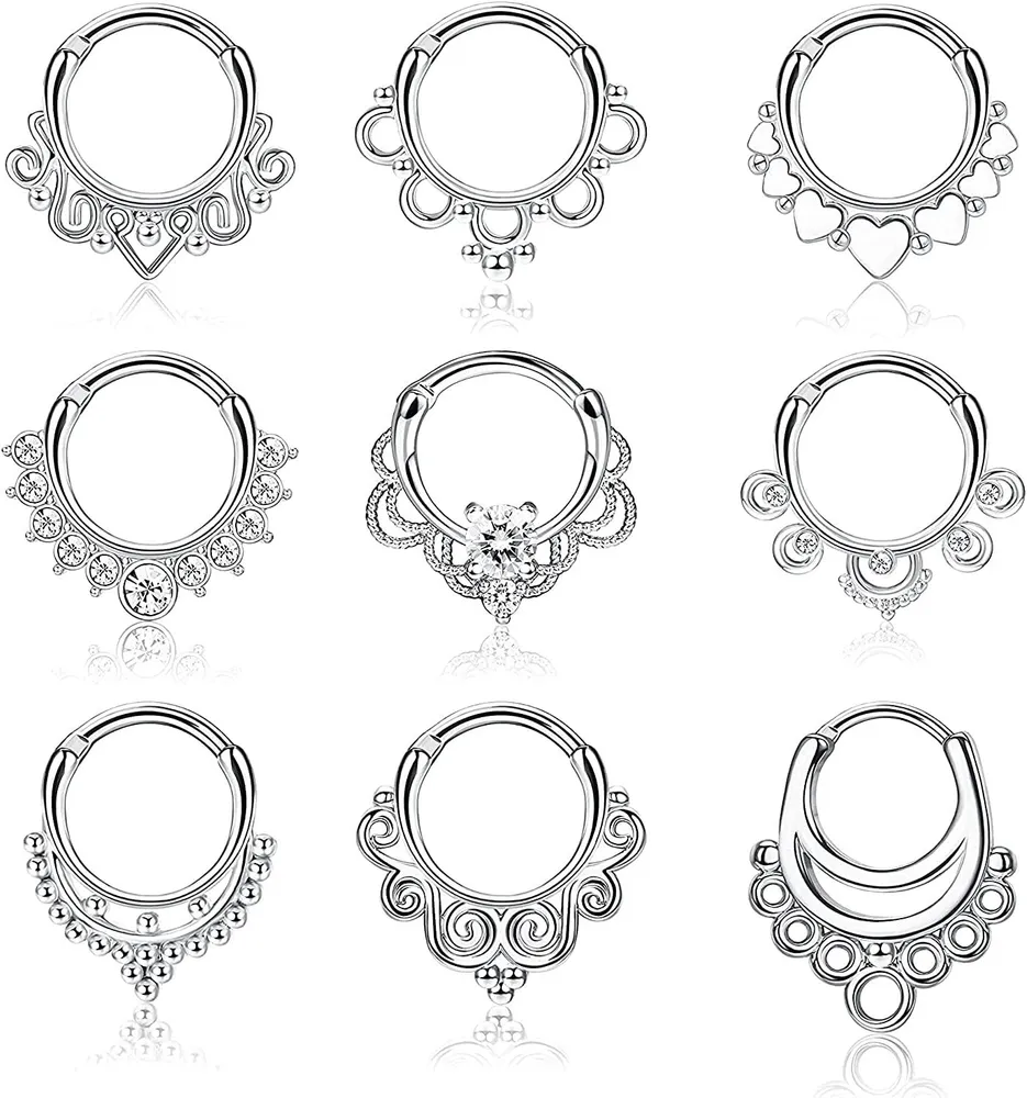 Septum Jewelry 16G Daith Piercing Jewelry Septum Clicker Cute Daith Septum Rings for Women 10mm - Grocery