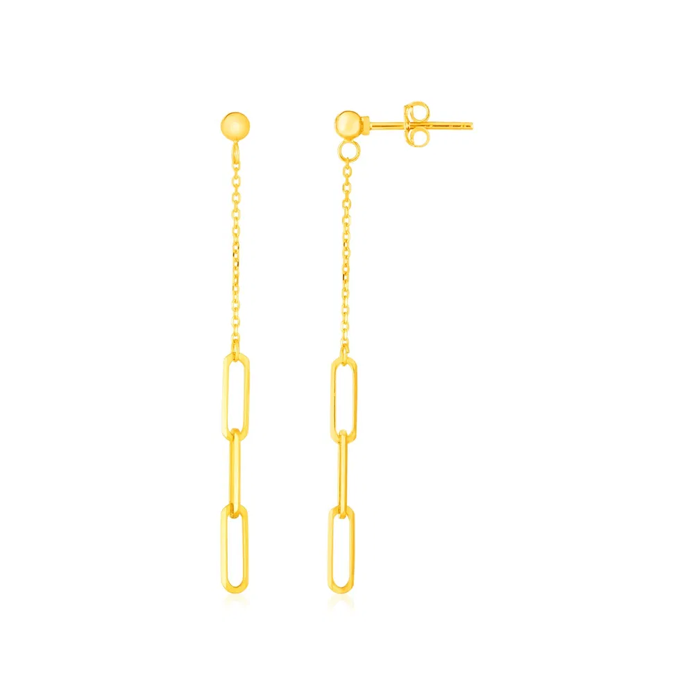 14K Yellow Gold Paperclip Chain and Fine Link Earrings - Grocery