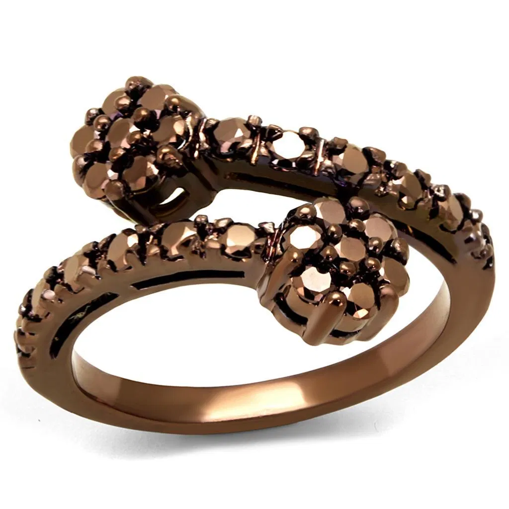 3W1158 - IP Coffee light Brass Ring with AAA Grade CZ in Light Coffee - Grocery