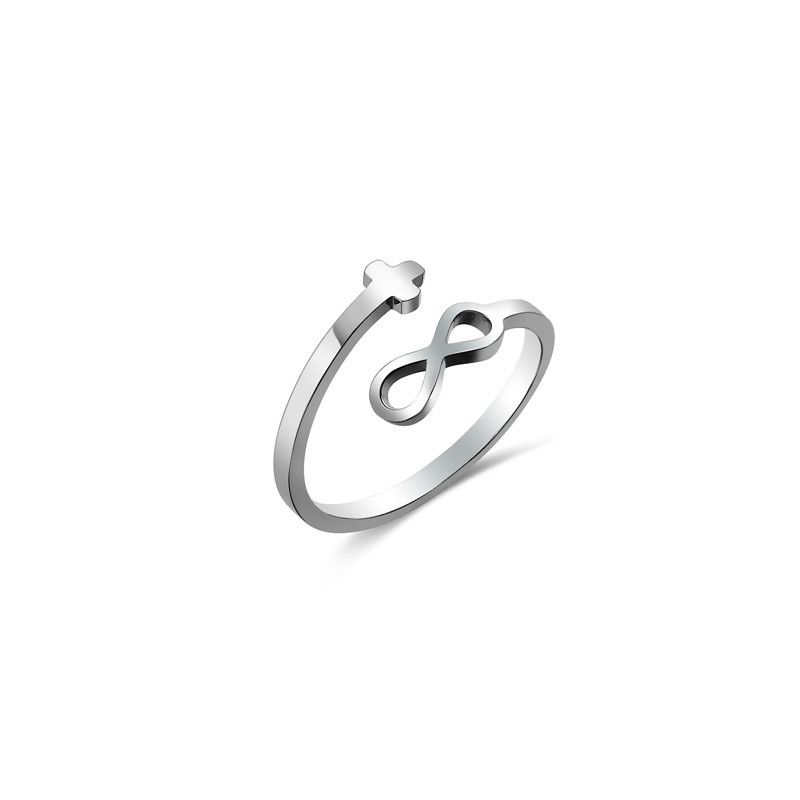 Men's Double-layer Titanium Steel Geometric Cross Ring - Grocery