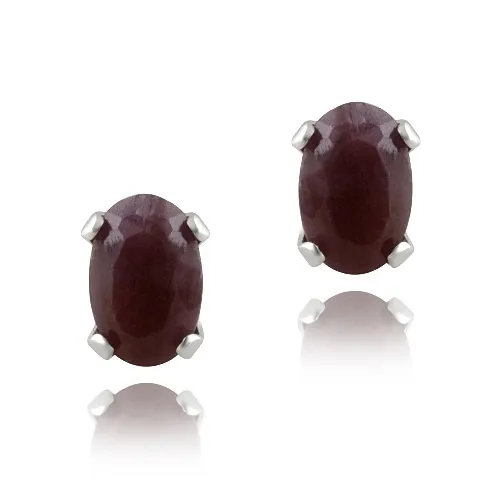 Sterling Silver 1.1ct Ruby Oval Stud Earrings, 6x4mm - Grocery