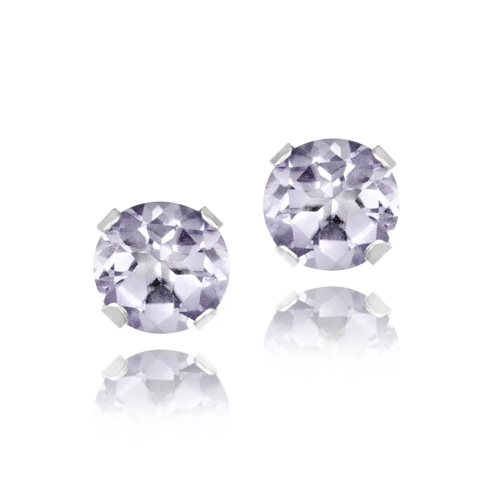 Sterling Silver 1/5ct Lavender CZ Stud Earrings, 3mm - Grocery