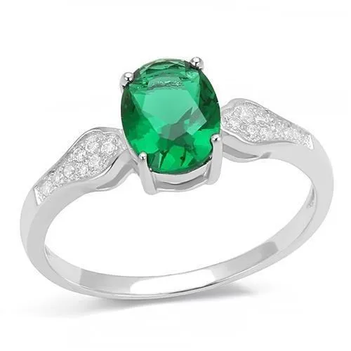 3W1387 - Rhodium 925 Sterling Silver Ring with Synthetic Synthetic Glass in Blue Zircon - Grocery