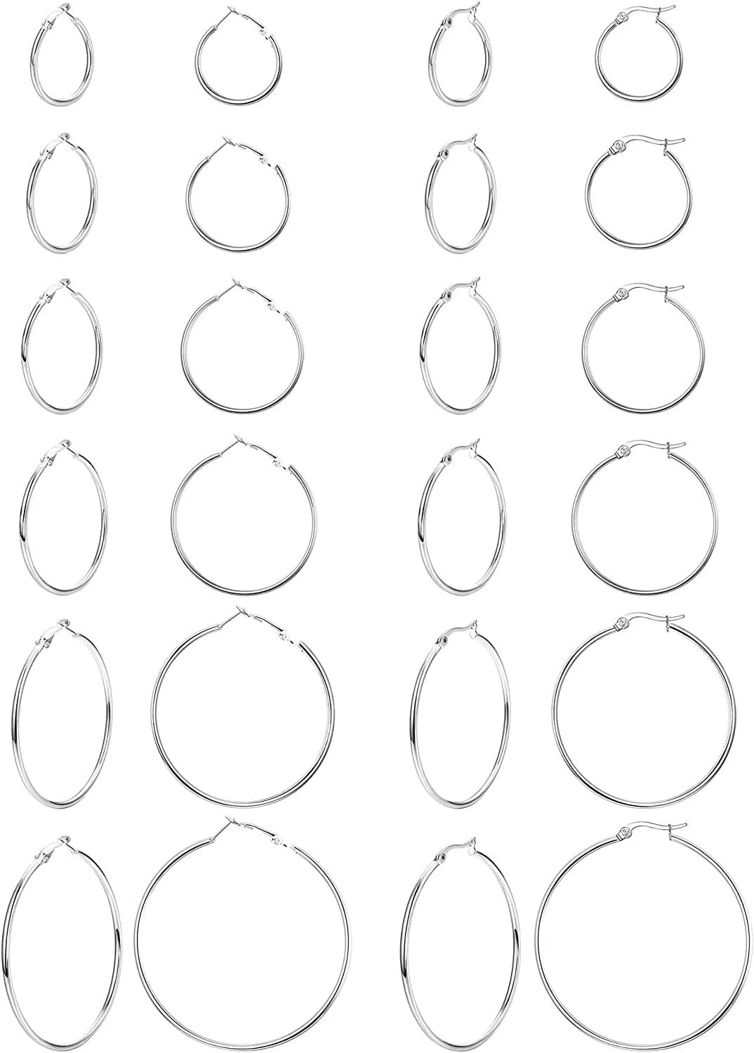 316L Stainless Hoop Earrings Set for Women 14k Hoop Earrings Big Large Hoop Earrings Set 12 Pairs / - Grocery