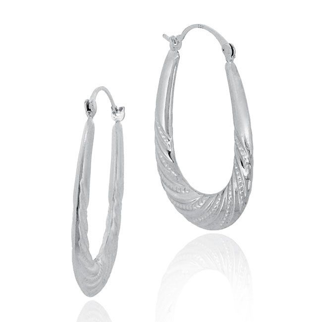 Sterling Silver Shrimp Design Hoop Earrings - Grocery