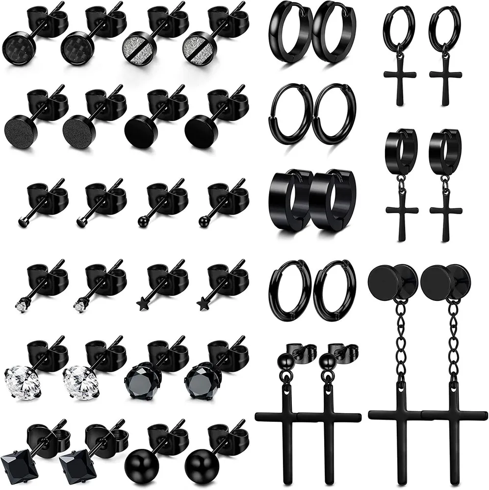 20 Pairs Stainless CZ Stud Earrings for Women Men Hoop Huggie Kpop Earrings Cubic Zirconia 2mm Tiny Stud Earrings Set - Grocery