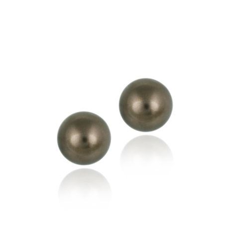 Sterling Silver Brown Genuine Swarovski Crystal 8mm Pearl Stud Earrings - Grocery